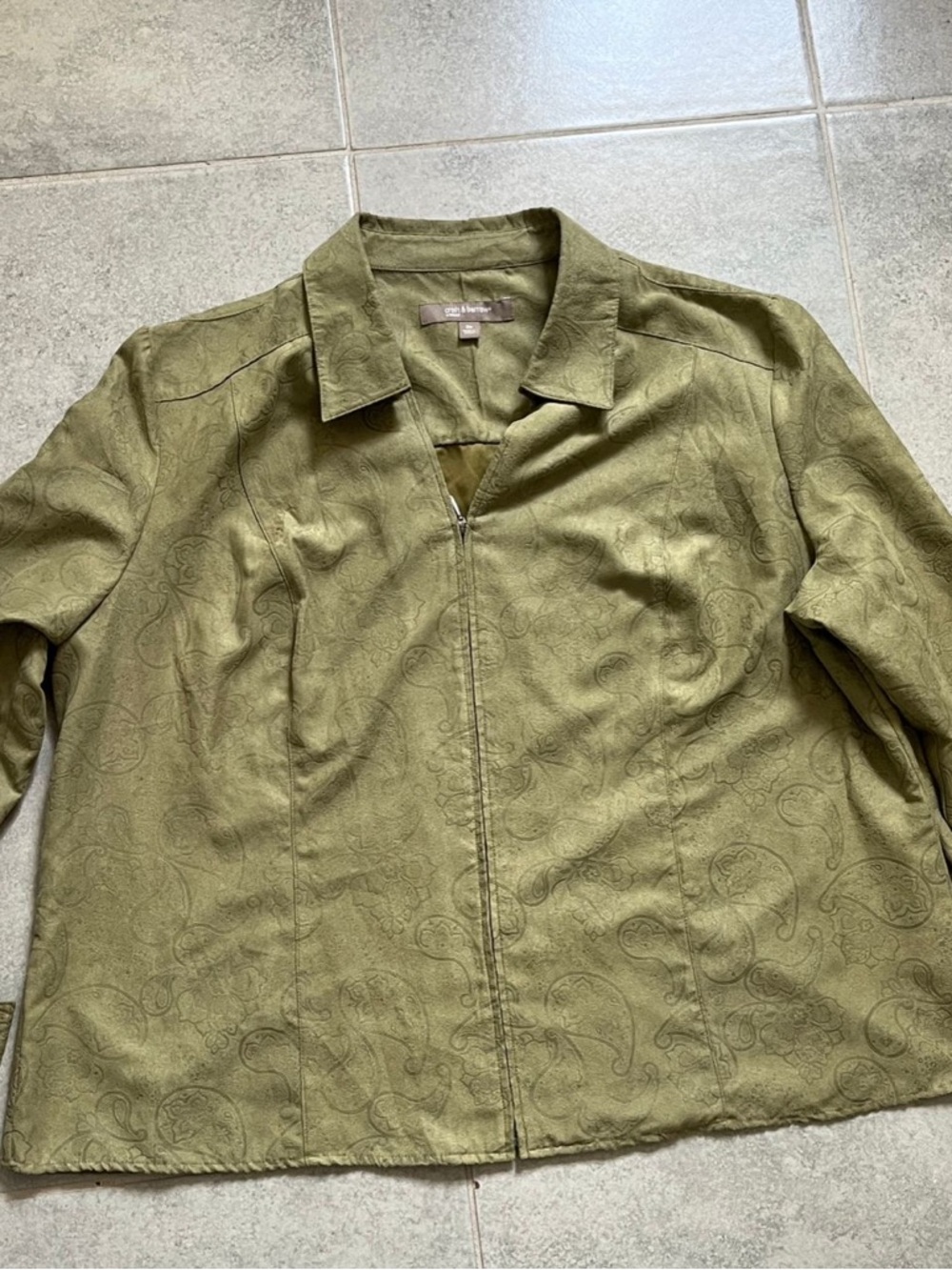 croft & barrow Olive Paisley Button-Front Shirt Jacket